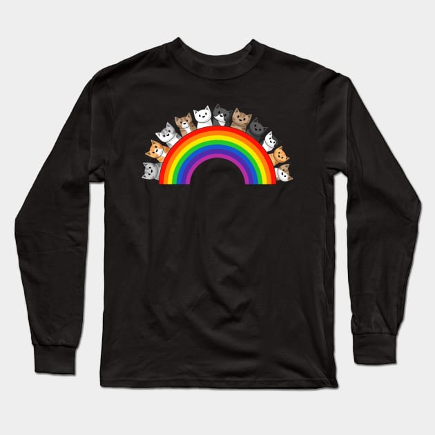 Rainbow Cats Long Sleeve T-Shirt by Doodlecats 